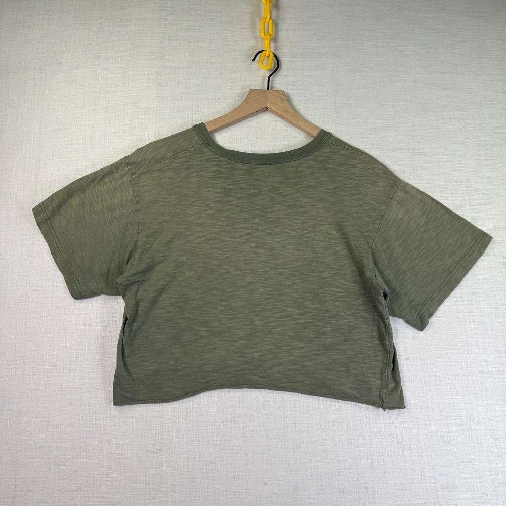 Rothco Skull Wings T- Shirt Crop Top Women S Grunge Biker Olive Green Distressed - Picture 2 of 6